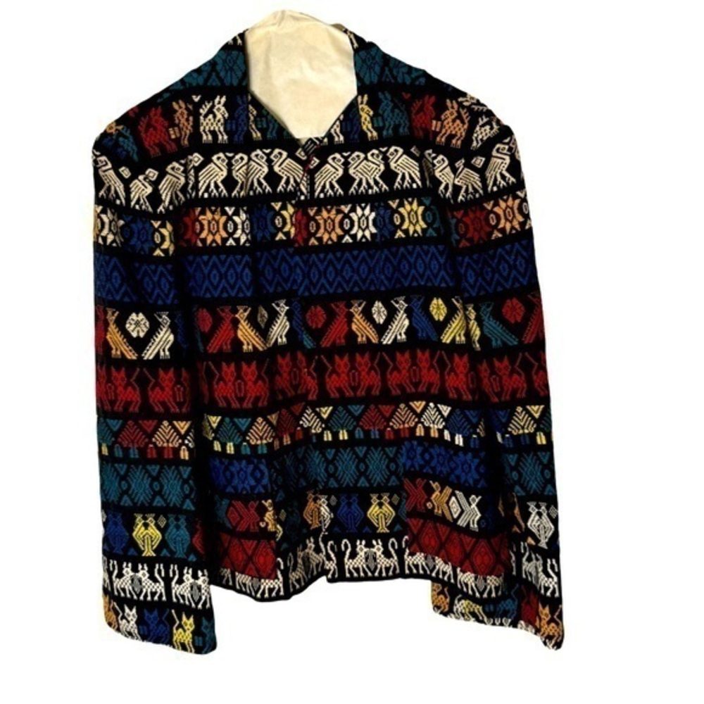Vintage Women’s Cropped Jacket Handwoven Wearable Art – Made in Guatemala